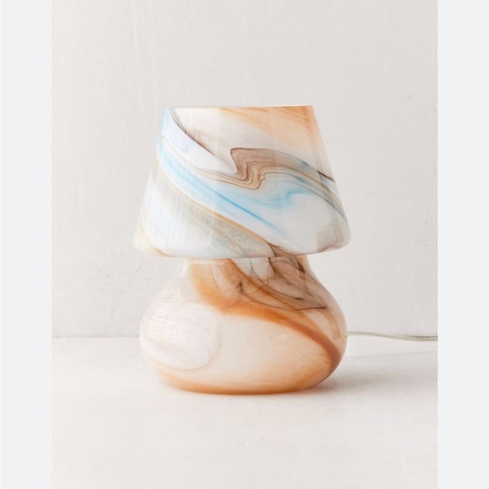 URBAN OUTFITTERS | ANSEL GLASS TABLE LAMP MARBLE SWIRLS WATERCOLOR MULTI-COLOR
